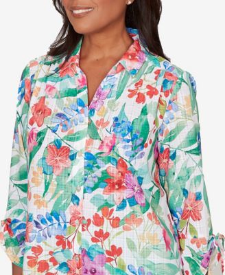 Petite Tropical Print Woven Top