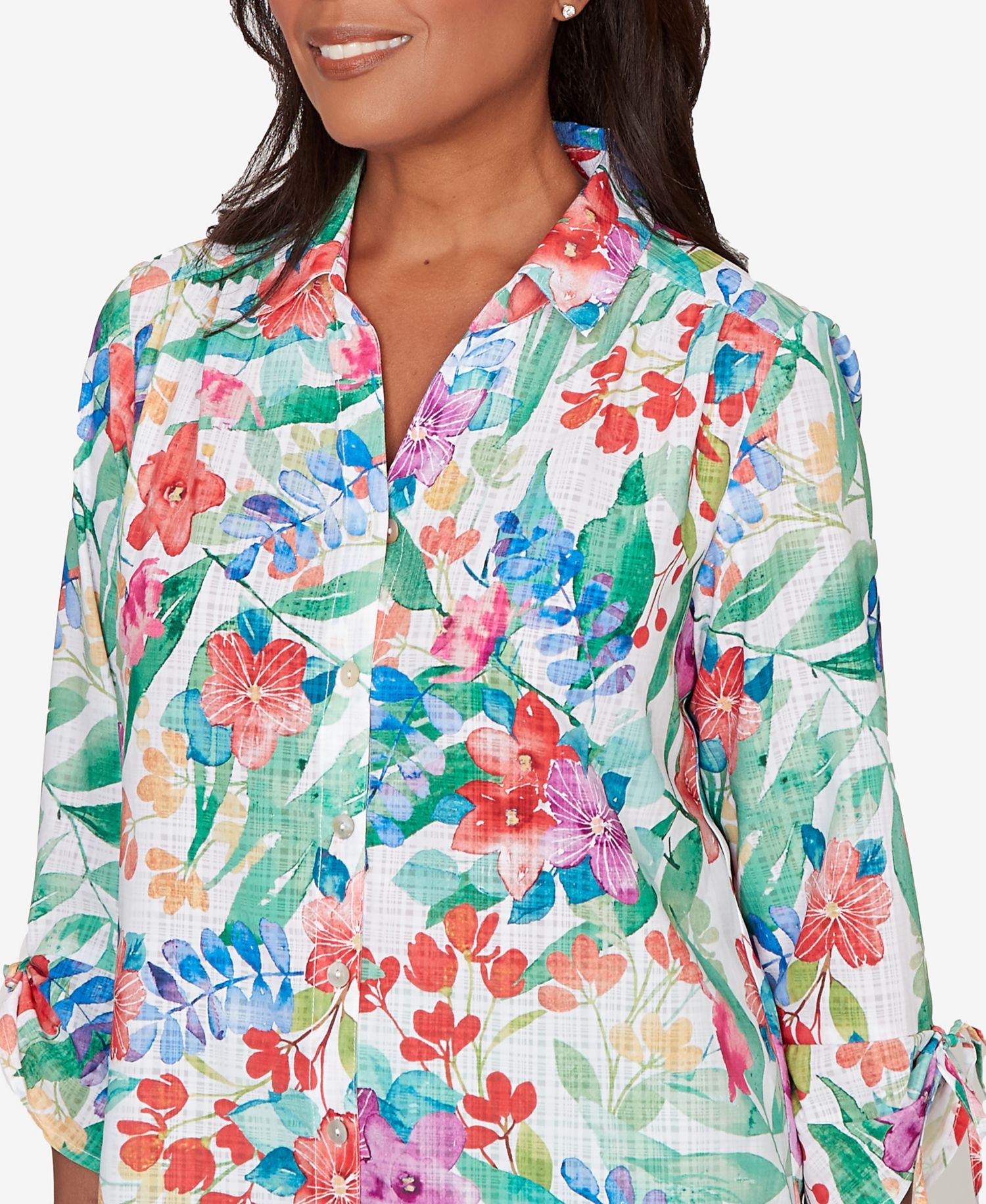 Petite Tropical Print Woven Top