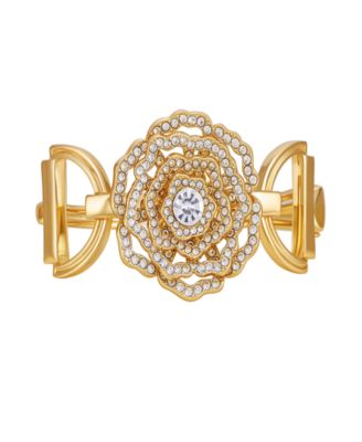 Crystal Gold-Tone Plated Statement Cuff Bracelet