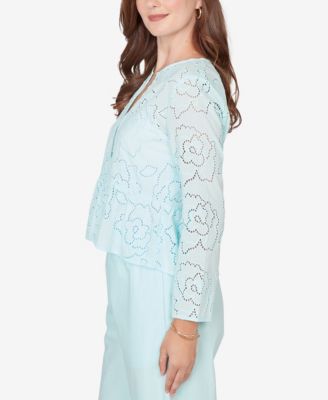 Plus Size Floral Eyelet Peplum Jacket