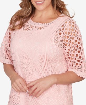 Plus Size Chemical Lace Pullover Sweater