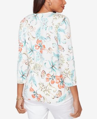 Plus Size Embellished Oceania Floral Knit Top