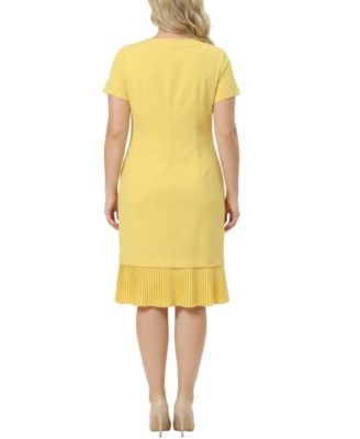 Plus Size Short-Sleeve Pleat Hem Dress