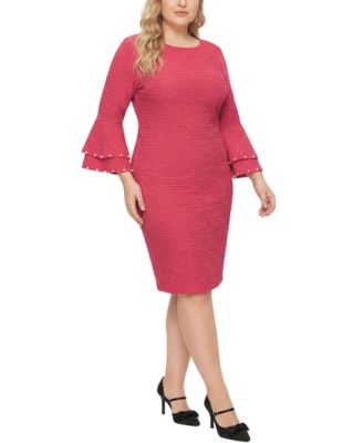 Plus Size Long-Sleeve Dress with Bell Cuffs