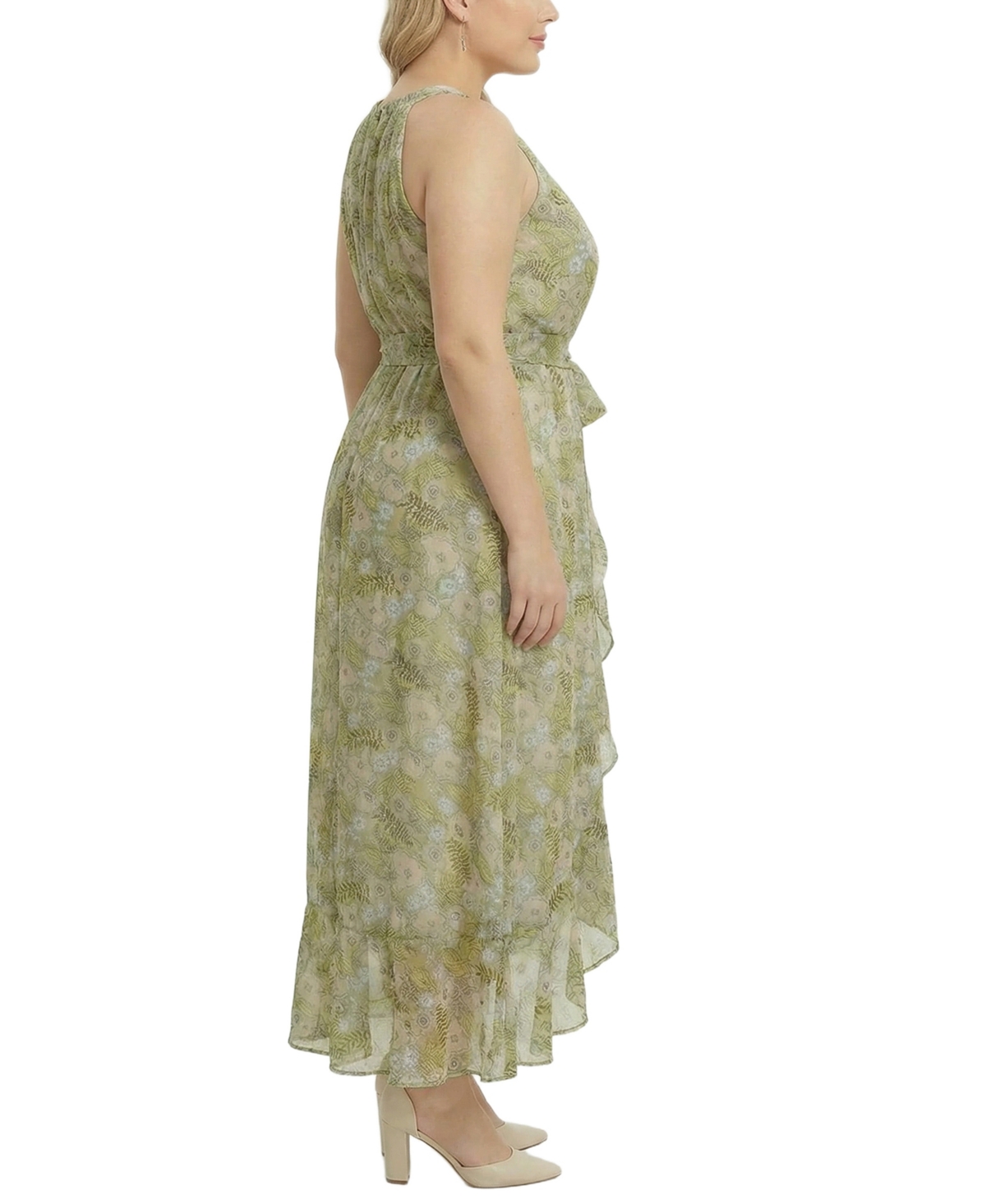 Ny Collection Plus Halter Front Chiffon Maxi Dress