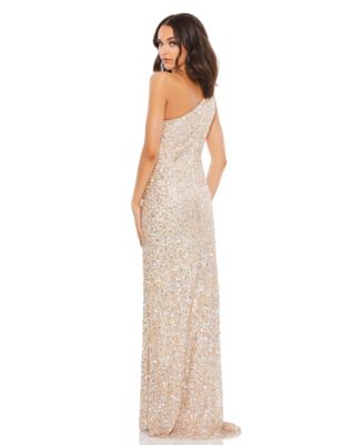 Women's Sequin Embellished One-Shoulder Evening Gown