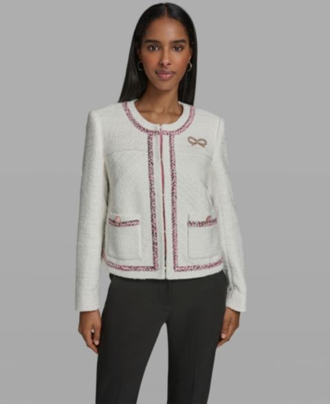 Женские куртки KARL LAGERFELD PARIS Crewneck Cropped Woven Jacket