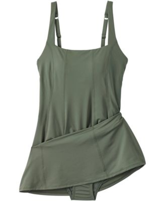 Women's Square Neck Corset Seamed Swim Dress