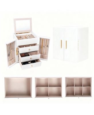 4-Tier Jewelry Box with Mirror & Drawers - Stylish Organizer for Women