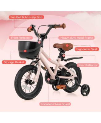 12 Inches Kids Bike with Basket and Adjustable Handlebar for 3-4 Years Old