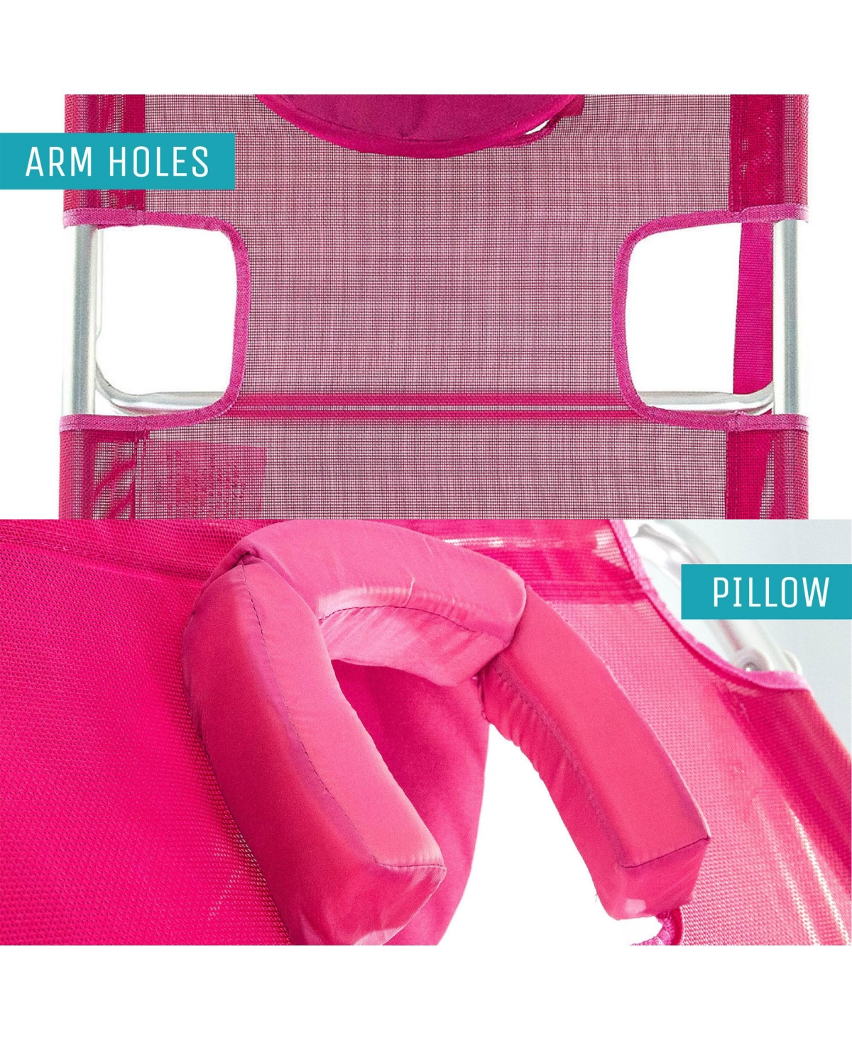 Ostrich Original 3N1 Lightweight Outdoor Beach Lounge Chair with Footrest, Pink