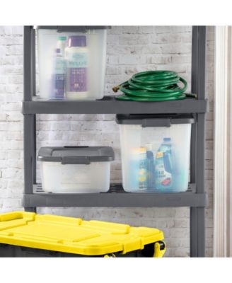 25 Quart ShelfTote, Stackable Storage Bin with Latching Lid, 6 Pack