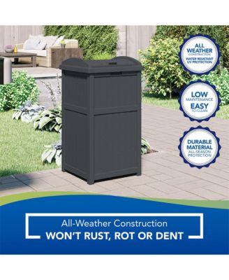 Suncast 30 Gallon Hideaway Trash Waste Bins for Outdoor, Cyberspace (2 Pack)