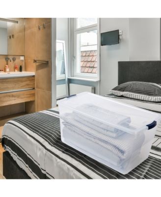 Cleverstore 95 Quart Clear Plastic Storage Container & Lid, (4 Pack