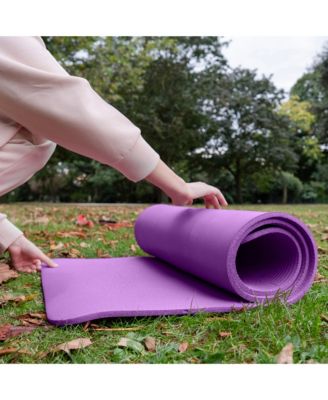 GoCloud 1" Thick Exercise Yoga Mat w/Carry Strap, Purple