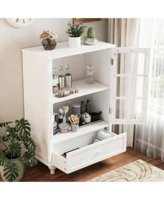 36" Kitchen Sideboard Cabinet with Glass Doors and Drawer