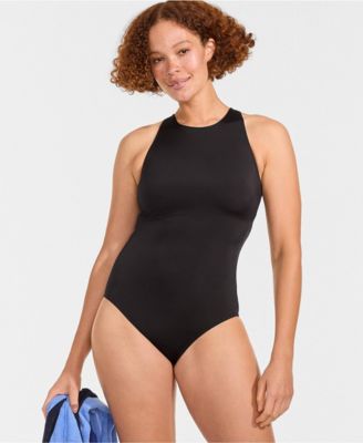 Women's Tugless High Neck Portrait Back One Piece Swimsuit