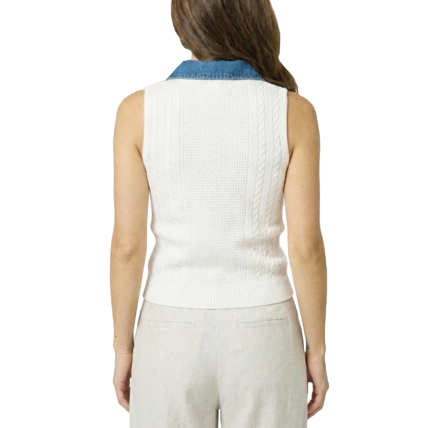 Women's Serena Mixed Stitch Denim Collar Shell