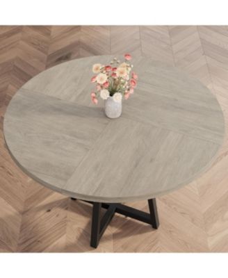 Kitchen Table Industrial Round Dining Table 47 Inch Kitchen Table Set for 4 to 6 Dinner Table