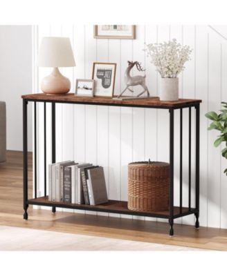 Console Table, Sofa Tables Narrow Entryway Table with Glass Shelf and Metal Frame, 415" Behind Couch Table Industrial Hallway Table for Living