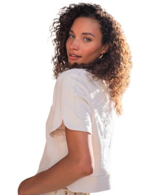 Women's Crew Neck Short-Sleeve Cropped Jacket