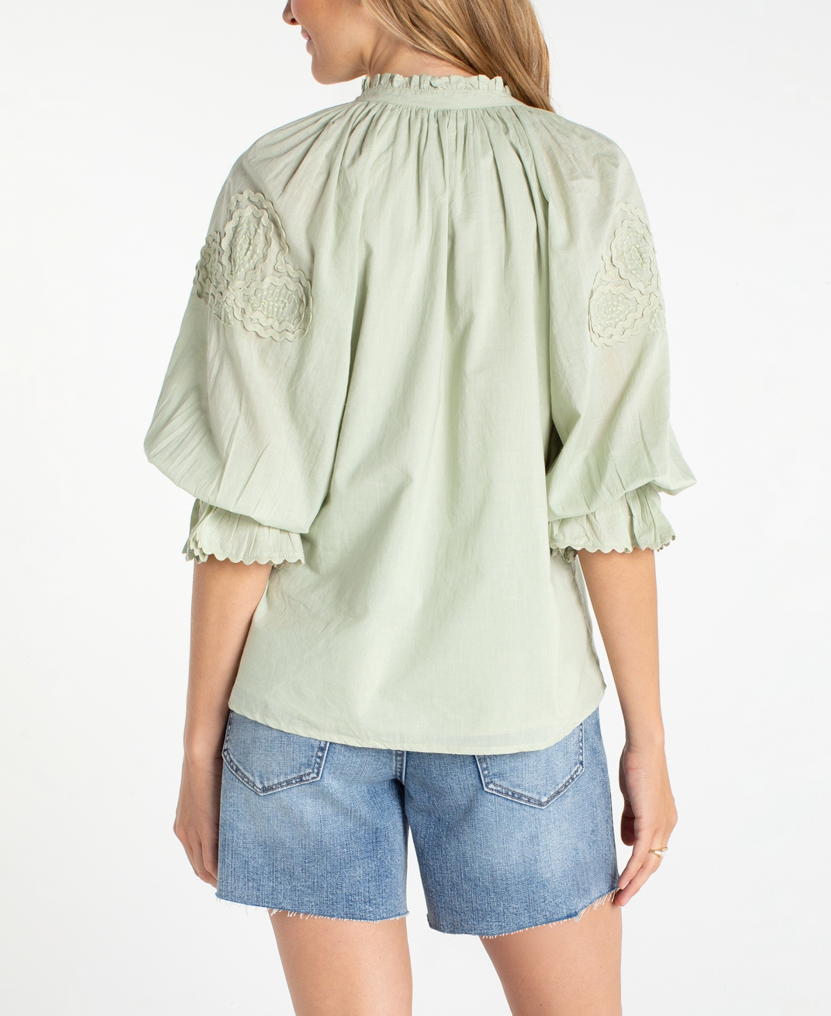 Liverpool Los Angeles Women's Button-Front V-Neck Woven Blouse