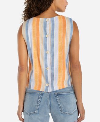 Women's Striped Sleeveless Crew Neck Top