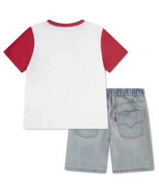 Boys' 4-7 Crewneck T-Shirt and Denim Shorts, 2-Piece Set