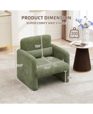 Accent Chair with Arms, Modern Chenille Fabric Living Room Chair