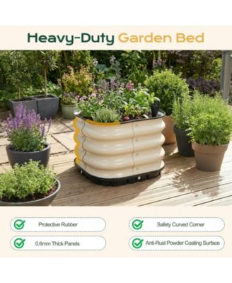 Galvanized Raised Garden Bed 16.5'' Self-Watering Planter Box with Drainage Plug and Water Reservoir for Indoor & Outdoor Gardening