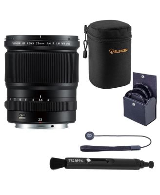 GF 23mm f/4 R LM WR Lens Bundle with Cap Tether, Cleaner, Lens Case, 82mm Digital Essentials Filter Kit