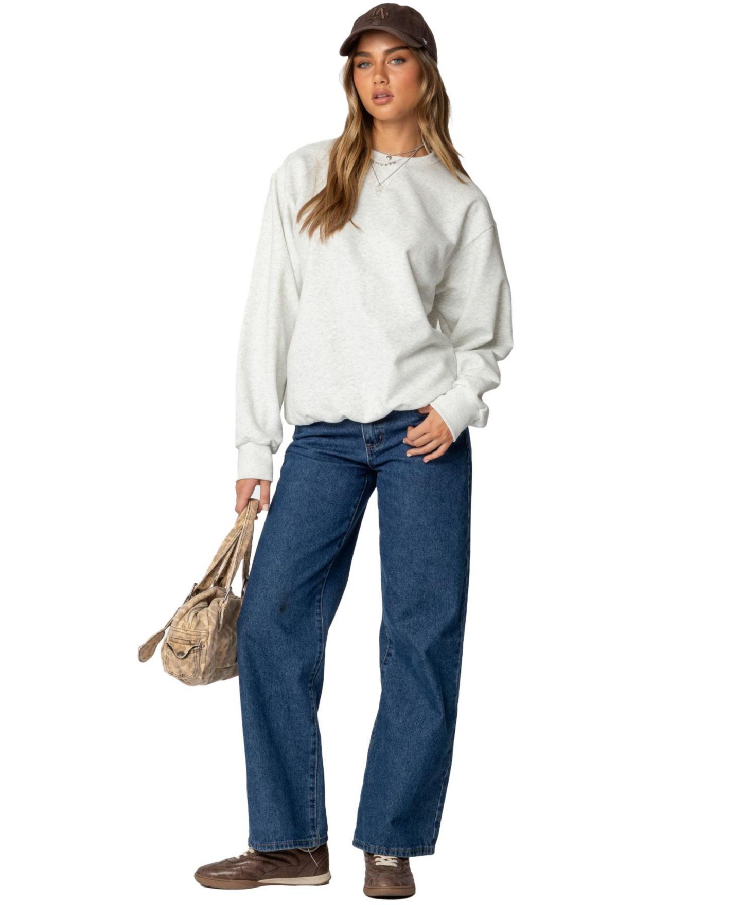 Женская толстовка Edikted Laurey Oversized Sweatshirt, цвет: Серый меланжевый — фото 4