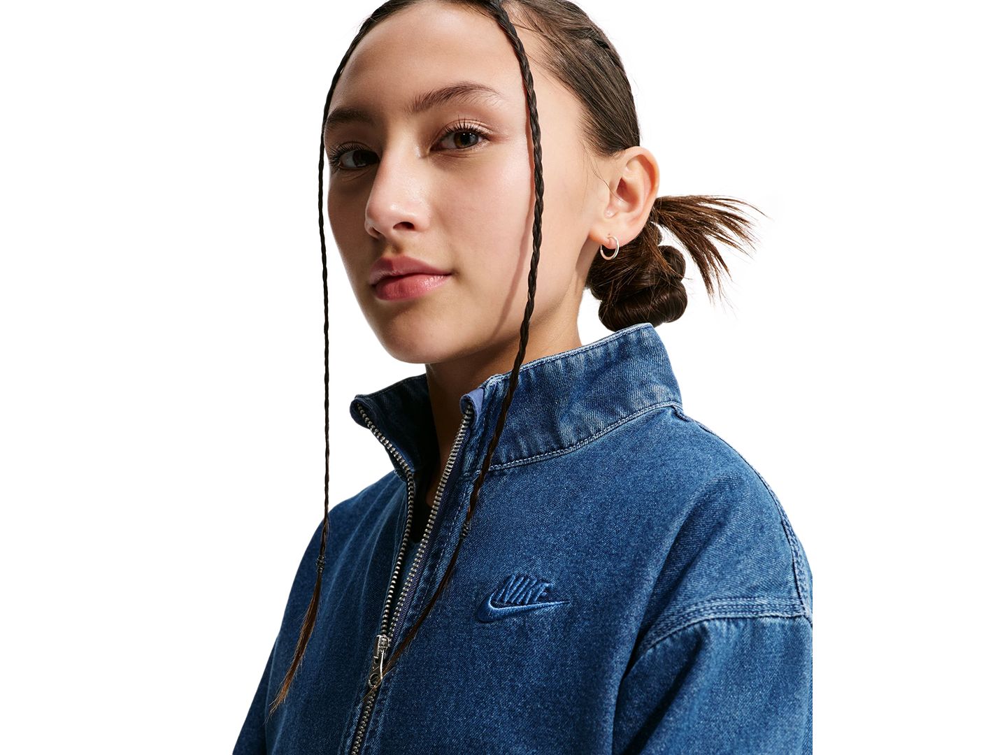 Куртка Nike Sportswear Collection Windrunner Oversized Denim Jacket для девочек, цвет: Тёмно-синий — фото 3