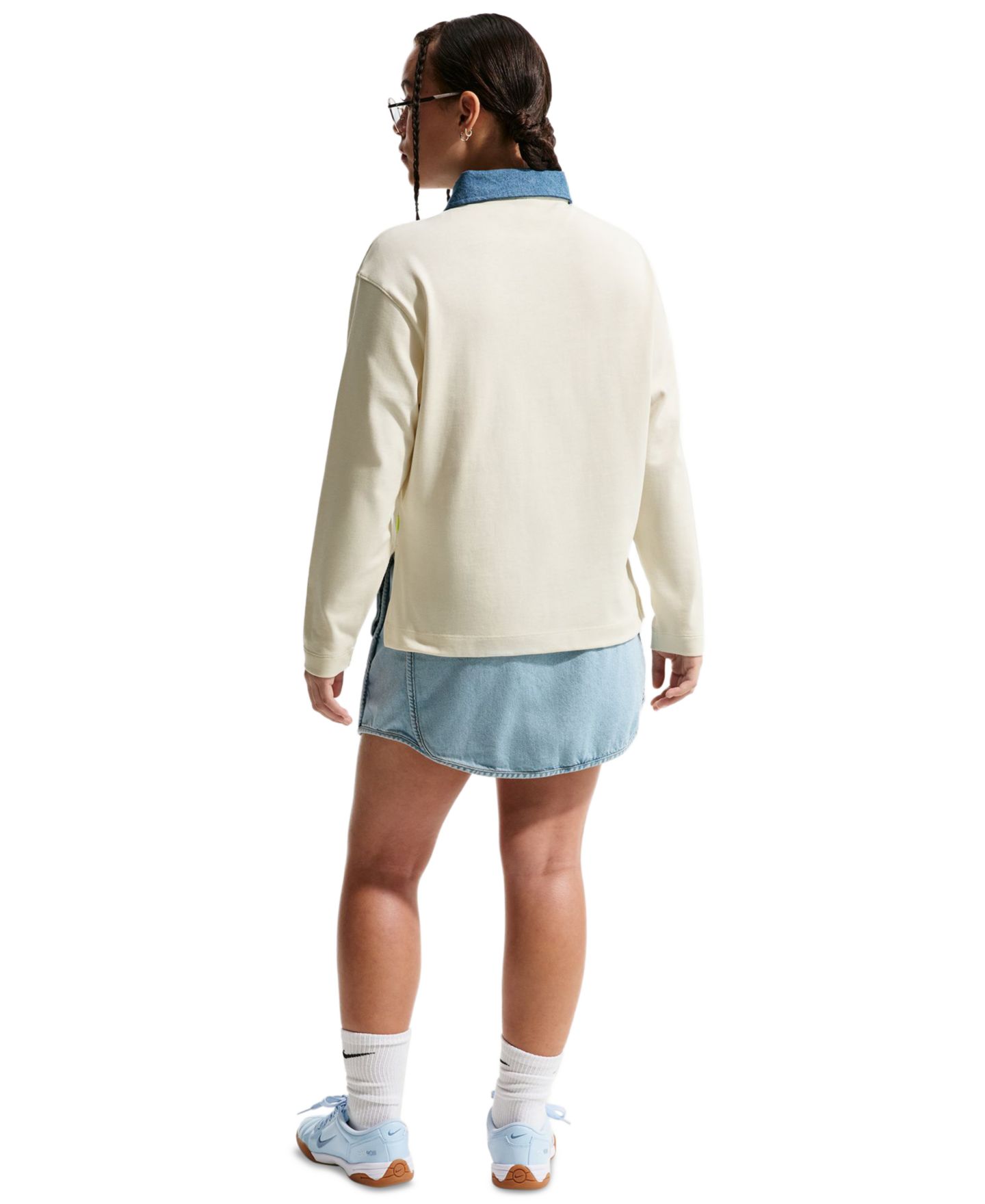 Детская рубашка-поло Nike Sportswear Collection с длинным рукавом, 7-16, цвет: Кремовый — фото 5