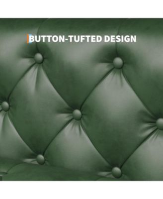 Leather Couch, Handmade Button Tufted 3 Seater Sofa, Chesterfield Sofa with Deep Seat and 2 Pillows, Leather Sofa for Living Room Apartment