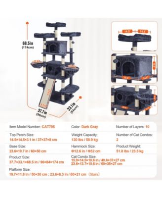 68.5" Cat Tree Tower for Indoor Cats with Condos & Scratching Posts, Multi-Level Cat Furniture