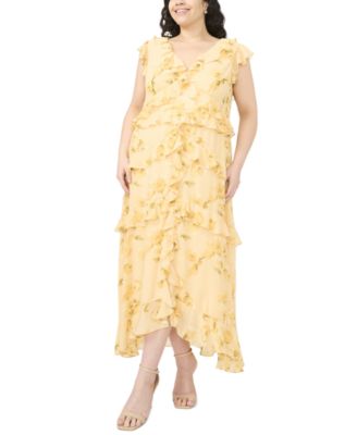 Plus Size Ruffle Trim V-Neck Dress