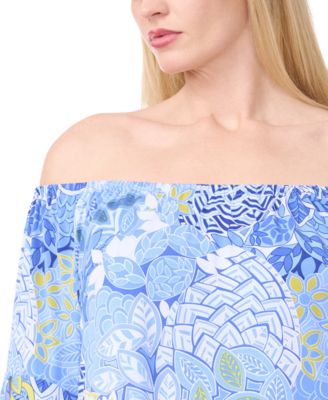 Plus Size Printed Off-The-Shoulder Dress