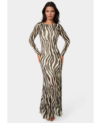 Bebe Women's Long Sleeve Powermesh Dress - Macy's
