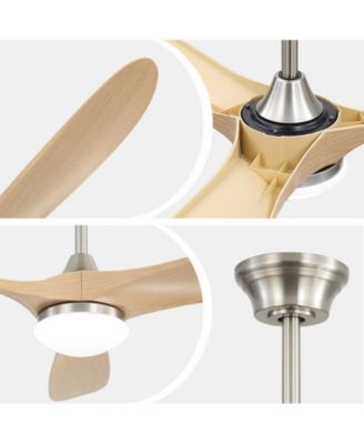 60-inch Modern Sand Nickel 3-blade Ceiling Fan Light With Remote Control Supports Mobile Phone Connection And Voice Function