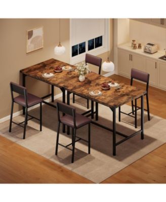 Dining Table Set for 2 w/Counter Height Table and 2 Upholstered Bar Stools 3-Piece Kitchen Table Set.