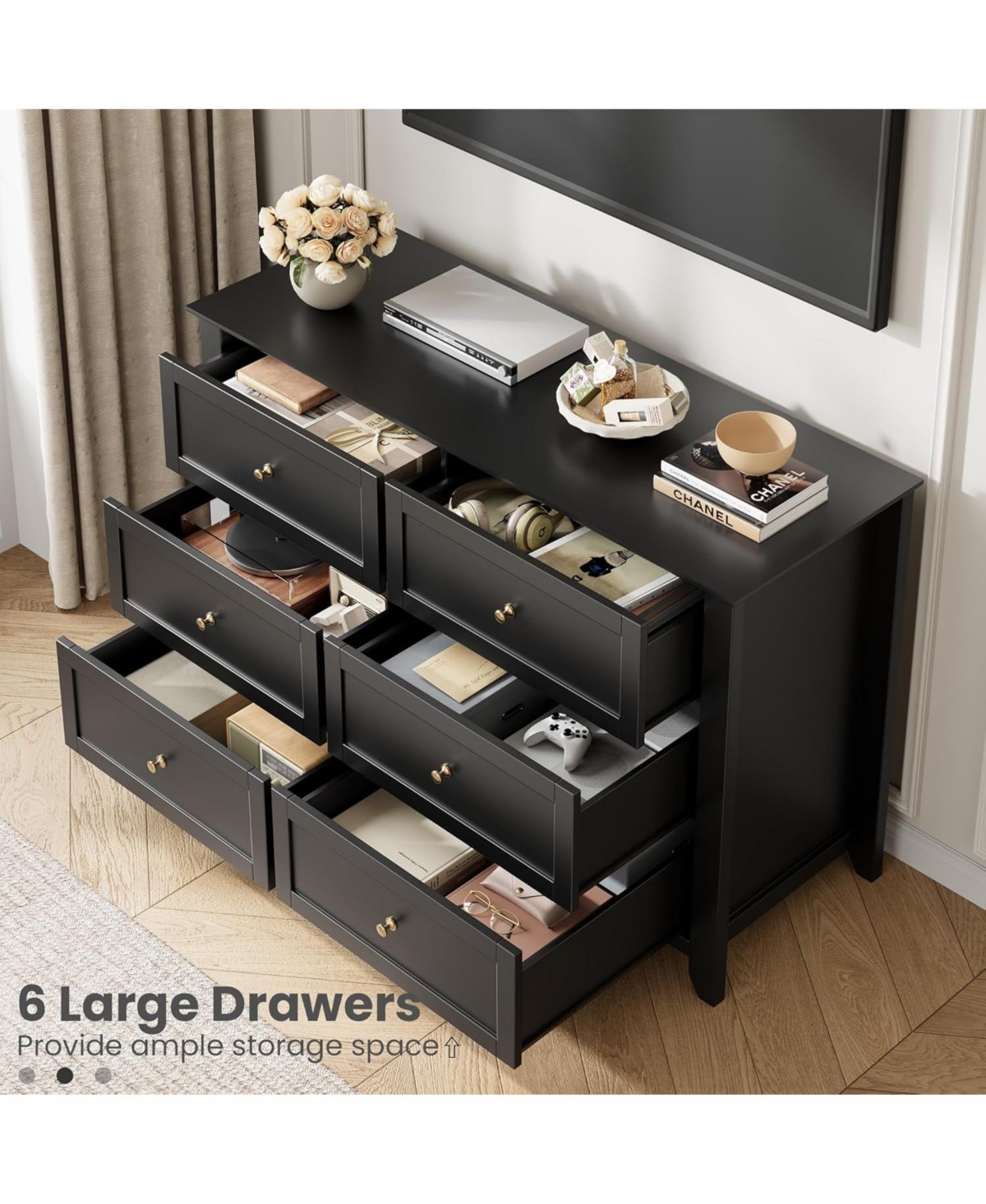 gaomon Dresser for Bedroom, 6 Chest of Drawer Organizer, Modern Wood Storage Cabinet Living Room, Closet Storage, Entryway, Hallway