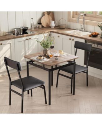 3Pcs Small Kitchen Table Set for 2, Wooden Dining Table Set for 2, Farmhouse Table Set with Table and Chair for Small Rooms or Flats