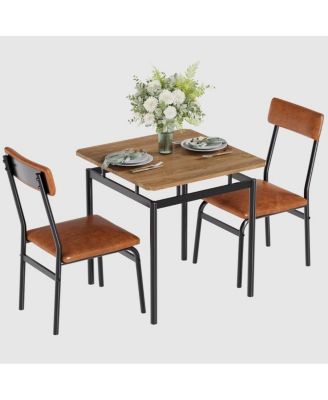 3Pcs Small Kitchen Table Set for 2, Wooden Dining Table Set for 2, Farmhouse Table Set with Table and Chair for Small Rooms or Flats