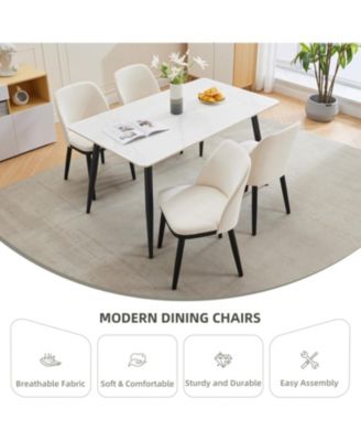 Upholstered Dining Chairs Set of 6, Modern Kitchen Chairs with Thick Cushions, Dining Room Chair with Wood Legs for Dining Room Kitchen.