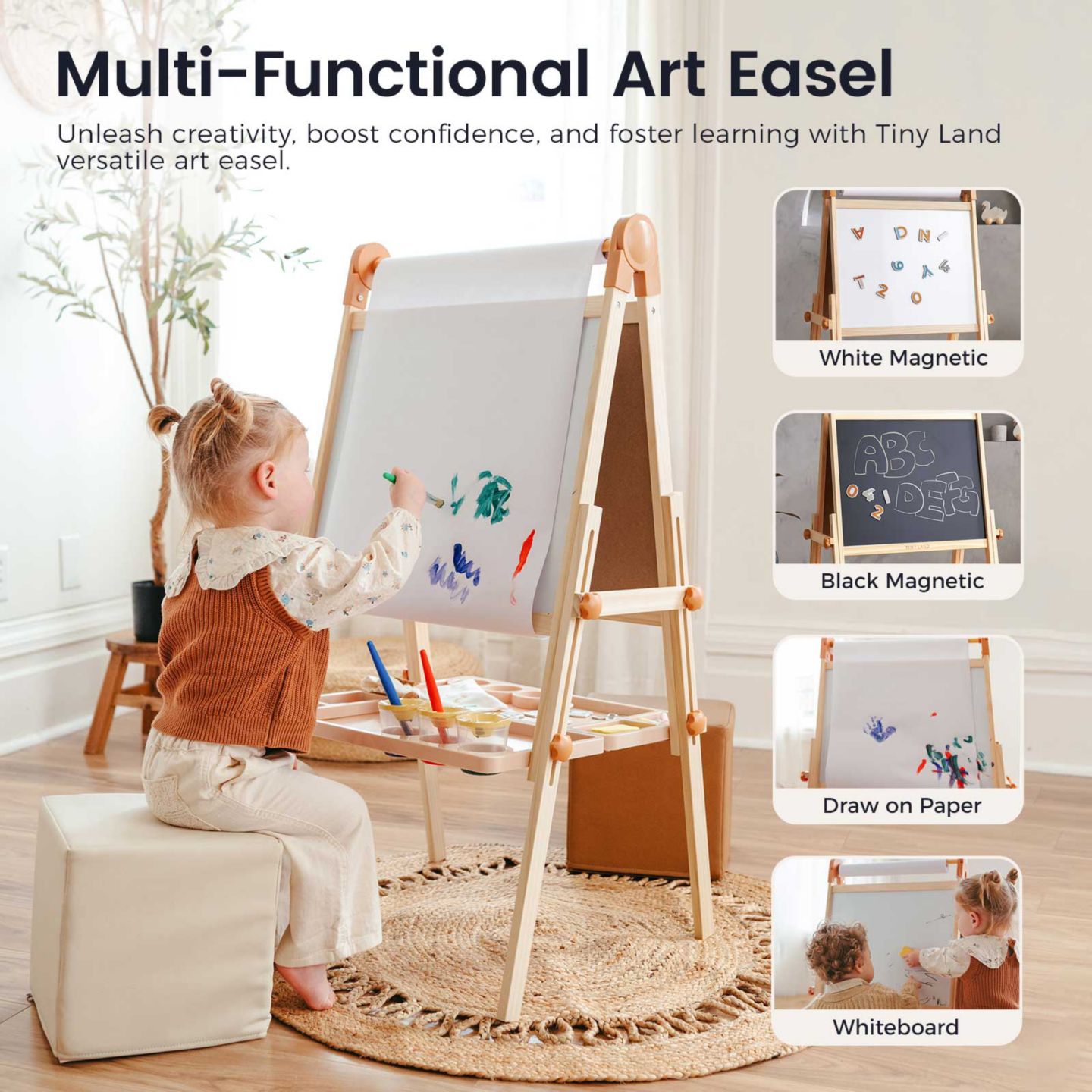 Детская игрушка Tiny Land Magnitales Double-Sided Magnetic Easel, Ages 3+ — фото 3