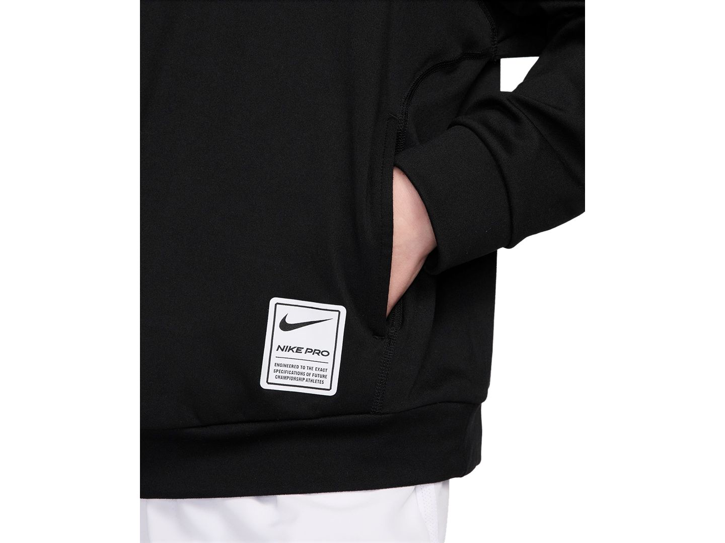 Худи Nike Dri-Fit Hooded Sweatshirt для мальчиков, цвет: Чёрный / Белый — фото 3