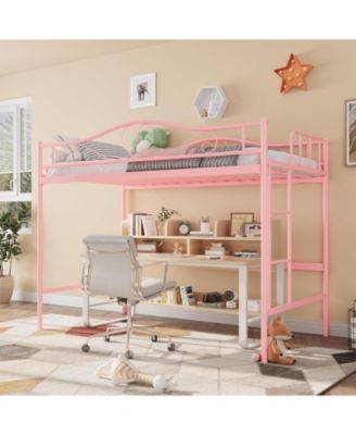 Twin Loft Bed with Adjustable Ladder & Safety Rail, Heavy-Duty Metal Frame, 400 lb Capacity, Space-Saving, Noise-Free