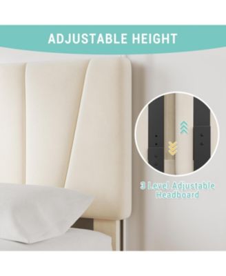 Twin Velvet Upholstered Tufted Storage Bed Frame with Adjustable Headboard and 2 Drawers