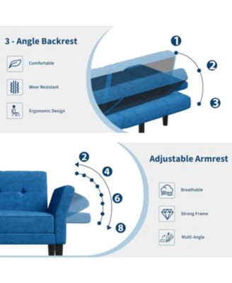 89 Inch Futon Sofa Bed, Modern Sleeper Couch with Adjustable Backrest & Armrest, Convertible Futon Couch for Living Room, Bedroom
